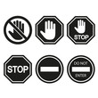 Stop signs collection in black and white, traffic sign to notify drivers and provide safe and orderly street operation.