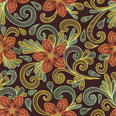  Seamless floral doodle pattern