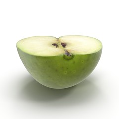 Poster - Half Green apple isolated on the white. 3D illustration