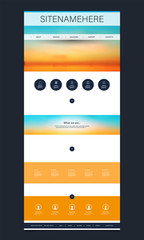 Wall Mural - website design template for your business with sunset sky image background - clouds, sunlight