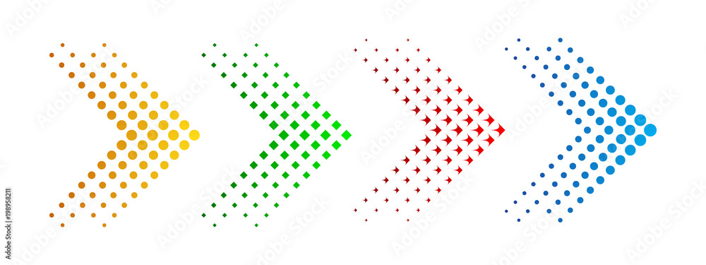 Set of arrows with halftone effect. Vector illustration - obrazy, fototapety, plakaty 