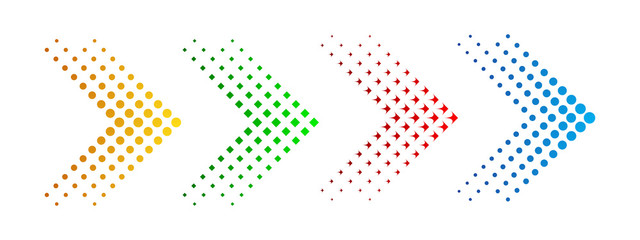 set of arrows with halftone effect. vector illustration
