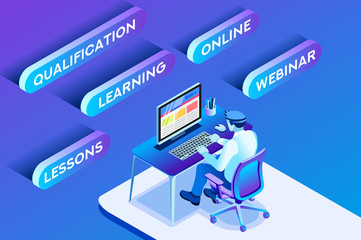 learning online vector working man