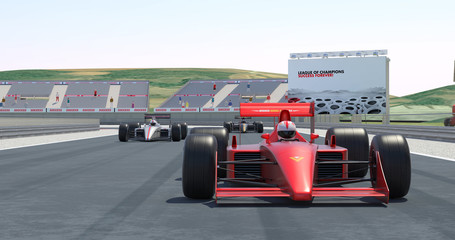 Aufkleber - Racing Cars Getting Ready For Racing - High Quality 3D Rendering With Environment