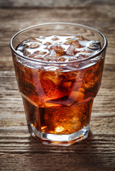 glass of cola with ice