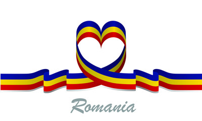 romania flag and love ribbon