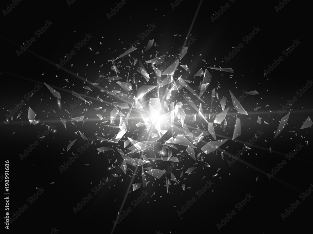 Shards of broken glass. Abstract explosion. Vector illustration Stock ...