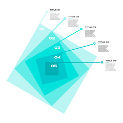 Wall Mural - Concentric infographics step by step in a series of squares. Element of chart, graph, diagram with 5 options - 20, 40, 60, 80, 100 percent, parts, processes. Vector business template for presentation