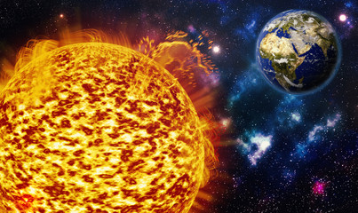 Wall Mural - sunspot explosions sending extreme uv radiation to earth