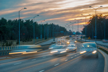 evening traffic on the highway