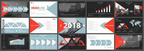 set of red white informational elements for presentation templates informational marketing
