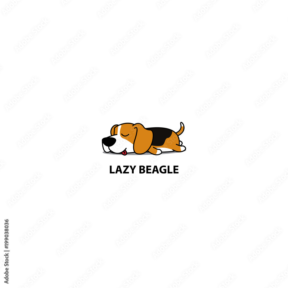 Lazy dog, cute beagle puppy sleeping icon, logo design, vector illustration - obrazy, fototapety, plakaty 