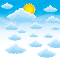 Wall Mural - sky with clouds and sun background vector illustration design