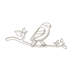 Canvas Print - cute bird with tree branche vector illustration design