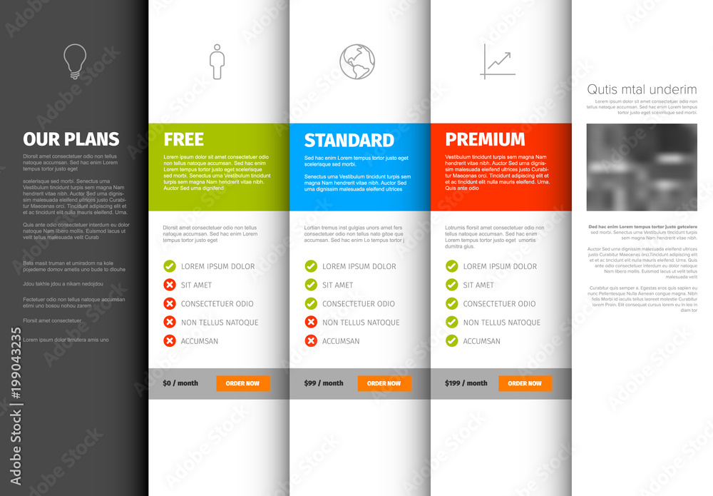 Product / service pricing comparison table template Stock Vector ...