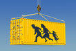 Human smuggling, illegal entry concept. 3D rendering