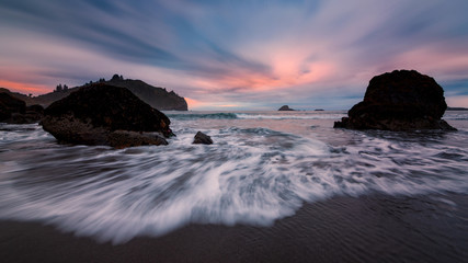 Rocky Beach Landscape at Sunset