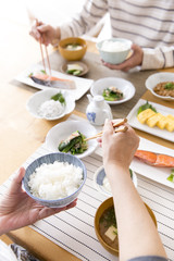 Wall Mural - A couple eating breakfast in Japan