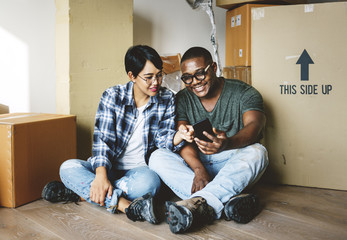 Wall Mural - Black family moving to new house