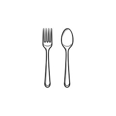 Fork and spoon hand drawn outline doodle icon. Cutlery - fork and spoon vector sketch illustration for print, web, mobile and infographics isolated on white background.