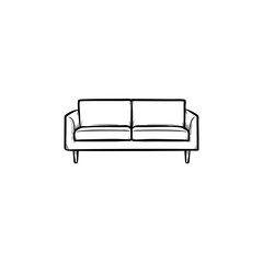 Poster - Sofa hand drawn outline doodle icon. Modern furniture - sofa vector sketch illustration for print, web, mobile and infographics isolated on white background.