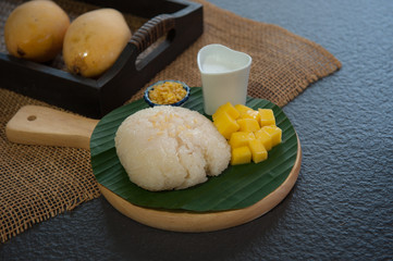 Sticky rice with mango traditional dessert