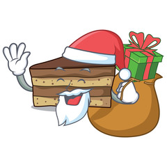 Canvas Print - Santa with gift tiramisu mascot cartoon style