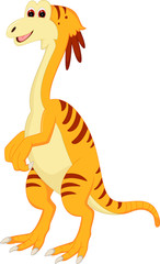 Sticker - funny ancient dinosaur cartoon standing with laughing and waving