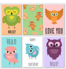 Sticker - Kids cards with cute cartoon owl