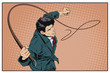 Man with whip. Stock illustration.