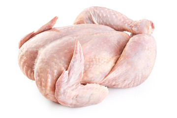 Fresh raw chicken isolated on white background.