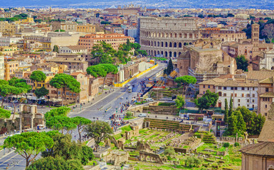 Wall Mural - cityscape of Rome city, Italy. aerial view