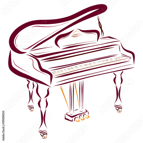 Fotografía  Grand piano on carved legs, music