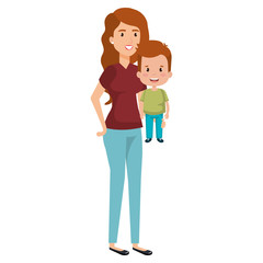 Canvas Print - mother lifting son characters vector illustration design