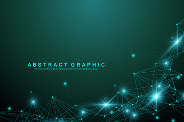 geometric abstract background with connected line and dots. graphic background for your design. vect
