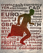 © JEGAS RA - Businessman running with briefcase. Abstract illustration. Modern lifestyle metaphor. Word collage relative to trading.