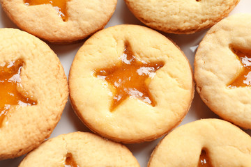 Poster - Tasty Linzer cookies with jam, closeup