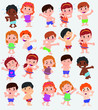 © David - Cartoon character boys and girls in a swimsuit. Set with different postures, attitudes and poses, doing different activities. Vector illustrations.