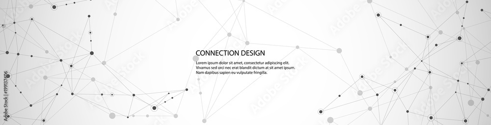 Vector banner design, global connection with lines and dots - obrazy, fototapety, plakaty 