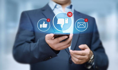 Wall Mural - dislike social button feedback business internet network concept