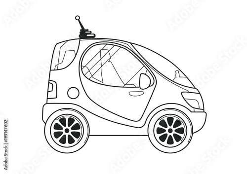 urban tiny car side view coloring book line art  buy this