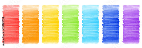 Set, collection of colorful watercolor banner backgrounds with uneven edges. ...