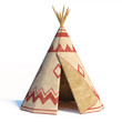 North America's indian tent, tepee isolated on white background, 3d rendering