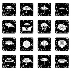 Wall Mural - Umbrella icons set grunge vector