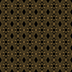 Wall Mural - Black and gold islamic seamless pattern