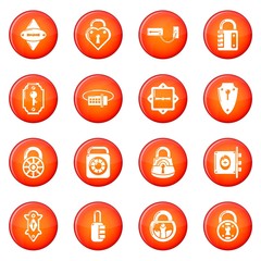 Wall Mural - Lock door types icons set red vector