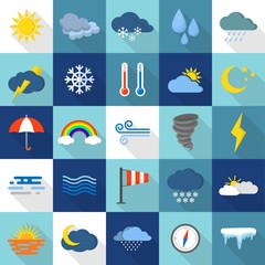 Wall Mural - weater icons set, flat style