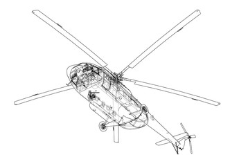 Wall Mural - Engineering drawing of helicopter