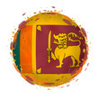 Round grunge flag of Sri Lanka with splashes in flag color.