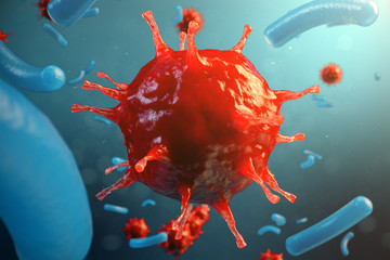Wall Mural - 3d illustration pathogenic viruses causing infection in host organism. viral disease epidemic. virus